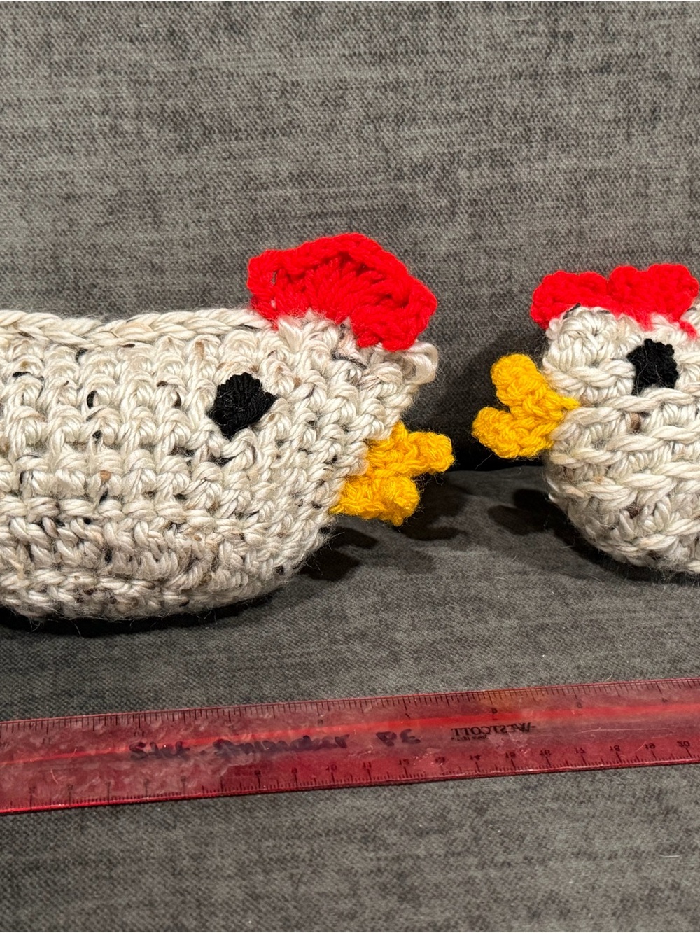 Handmade Cream Crochet Chicken Rattle for Kids set